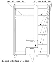 Kleiderschrank VANKKA Drehtürenschrank Optik Plankeneiche / Weiß Forte