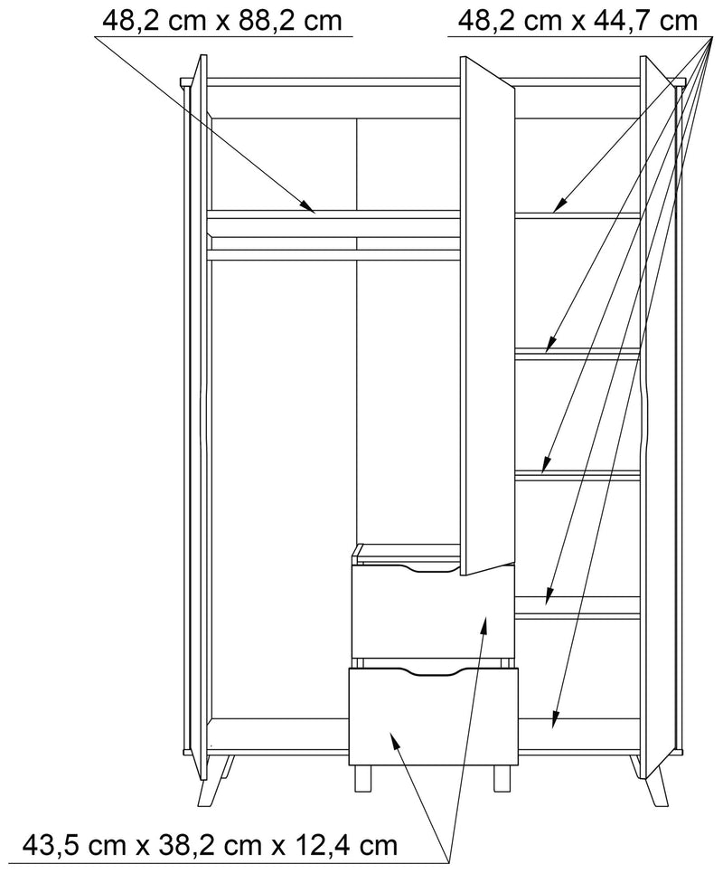 Kleiderschrank VANKKA Drehtürenschrank Optik Plankeneiche / Weiß Forte