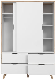 Kleiderschrank VANKKA mit Schiebetüren - Plankeneiche / Weiß von Forte
