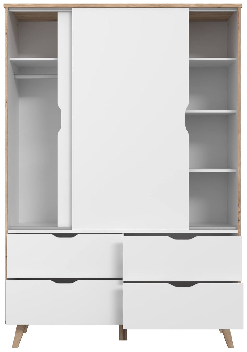 Kleiderschrank VANKKA mit Schiebetüren - Plankeneiche / Weiß von Forte