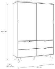 Kleiderschrank VANKKA mit Schiebetüren - Plankeneiche / Weiß von Forte