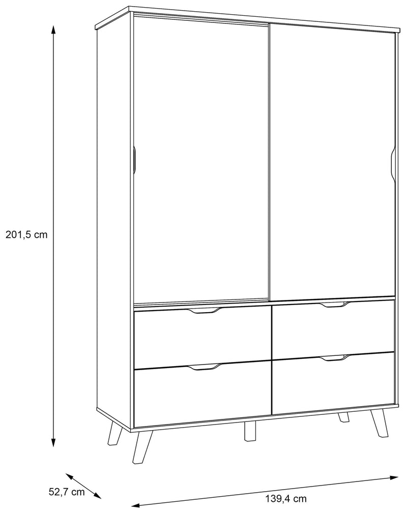Kleiderschrank VANKKA mit Schiebetüren - Plankeneiche / Weiß von Forte