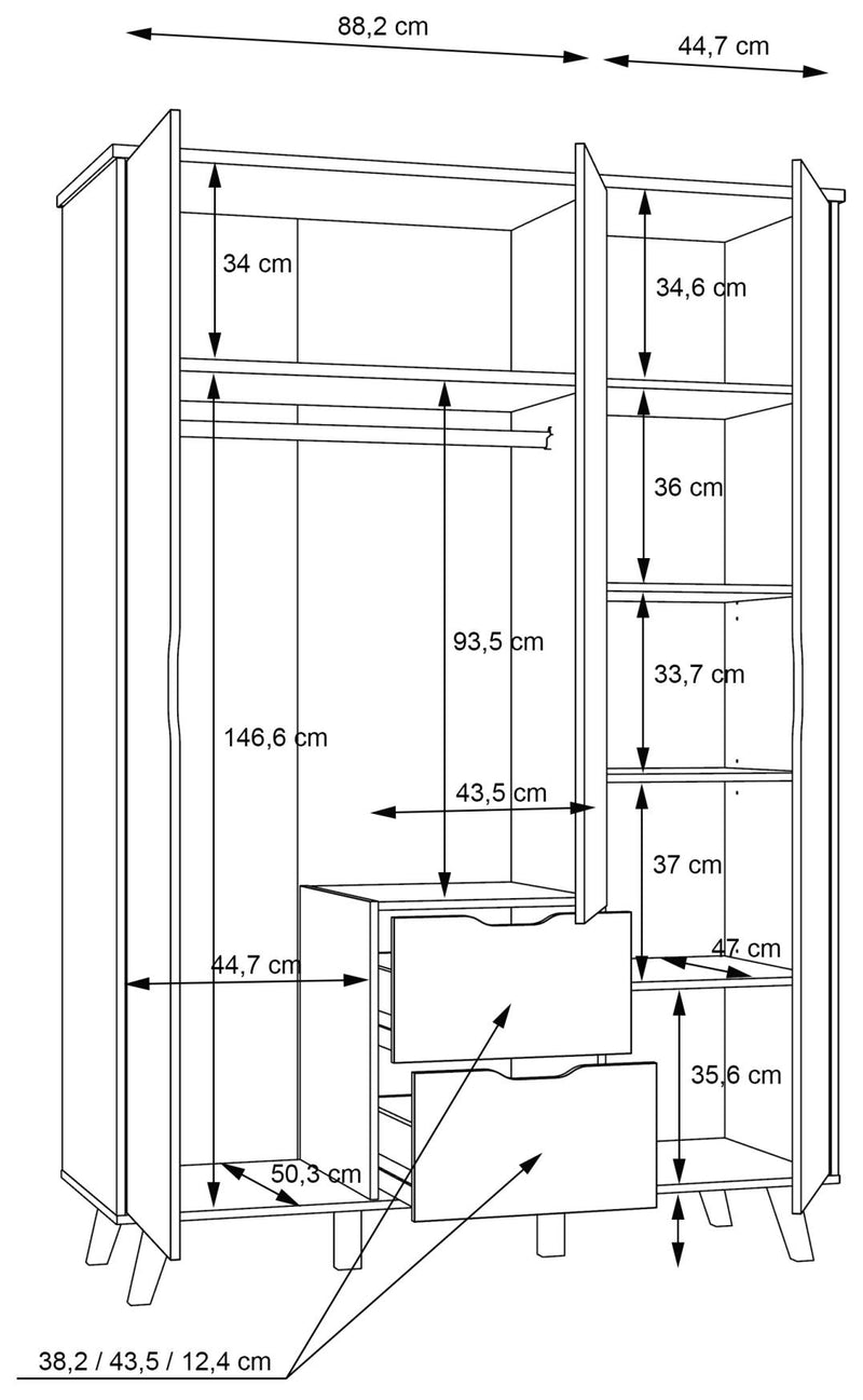 Schlafzimmer-Set VANKKA 5-tlg mit 180er Bett Optik Plankeneiche / Weiß