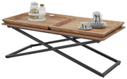 Couchtisch ALLROUND inkl. 2 Tabletts Platte aus Akazie Metallgestell