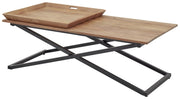 Couchtisch ALLROUND inkl. 2 Tabletts Platte aus Akazie Metallgestell