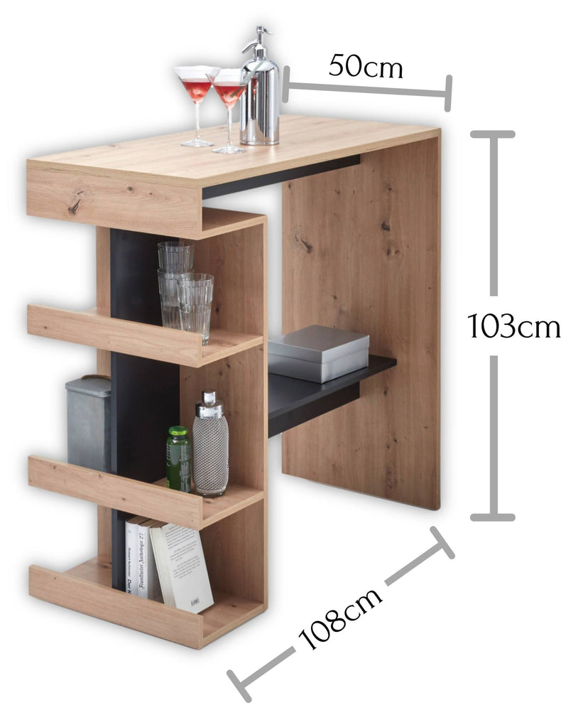 Stehtisch Bartisch Küchenbar SMASH in Artisan Eiche und Schwarz