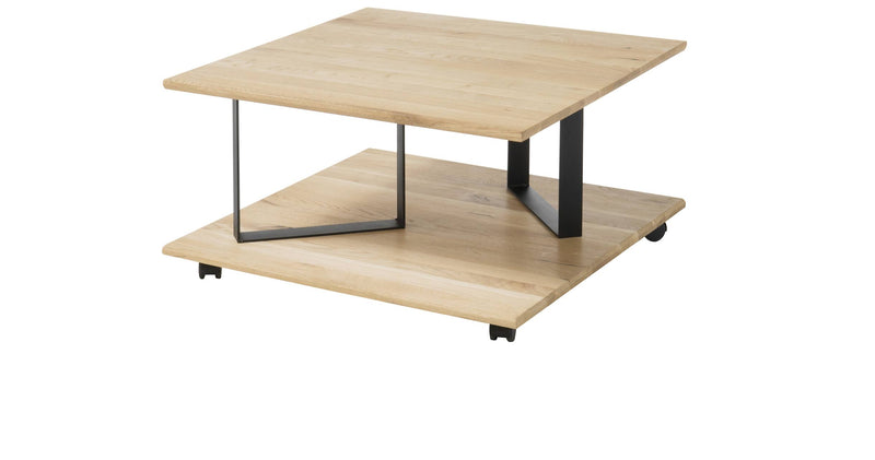 Couchtisch MAXIM MINI Tischplatte Eiche geölt Metallrahmen schwarz