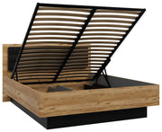 Doppelbett TULUZA 160 x 200 cm Optik Catania Eiche / Schwarz Forte