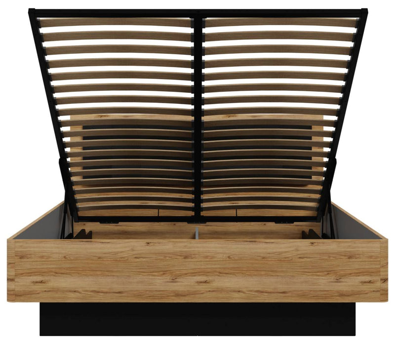 Doppelbett TULUZA 160 x 200 cm Optik Catania Eiche / Schwarz Forte