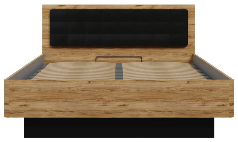 Doppelbett TULUZA 160 x 200 cm Optik Catania Eiche / Schwarz Forte