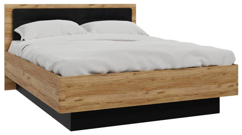 Doppelbett TULUZA 160 x 200 cm Optik Catania Eiche / Schwarz Forte