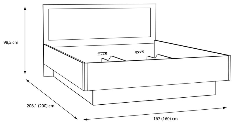 Doppelbett TULUZA 160 x 200 cm Optik Catania Eiche / Schwarz Forte
