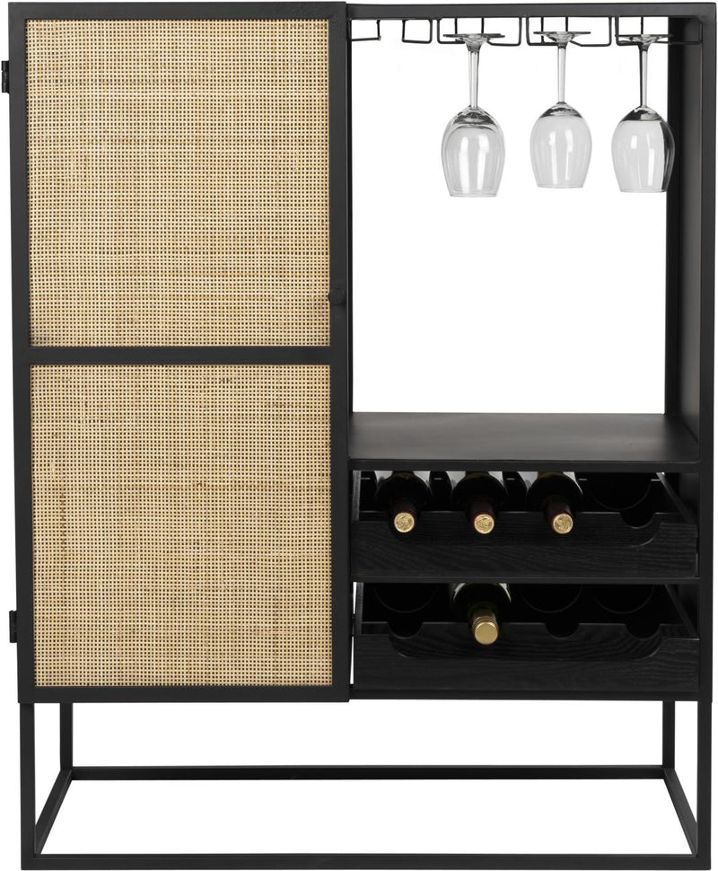 Weinschrank Weinregal GUUJI LOW mit Rattantüre