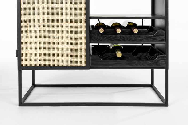 Weinschrank Weinregal GUUJI LOW mit Rattantüre