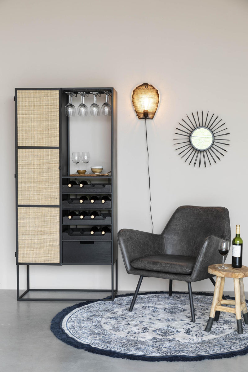 Weinschrank Weinregal GUUJI HIGH mit Rattantüre
