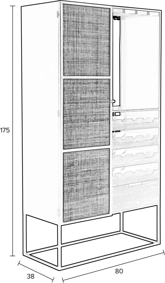Weinschrank Weinregal GUUJI HIGH mit Rattantüre