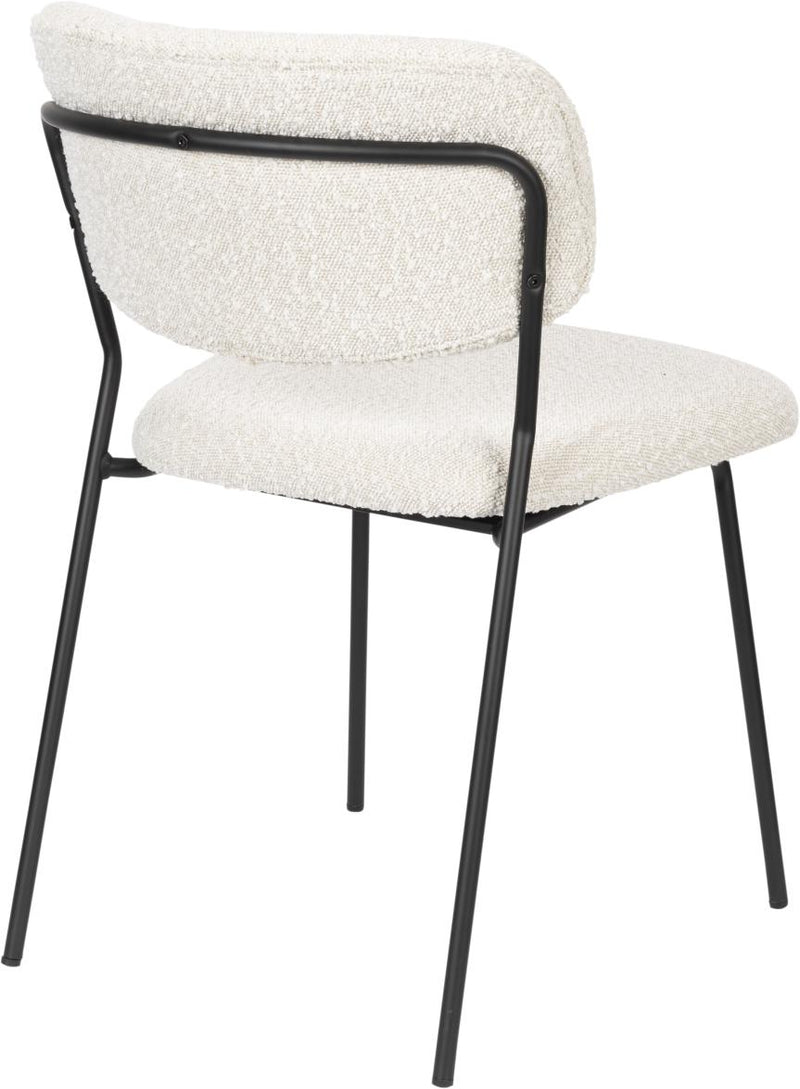 Stuhl Esszimmerstuhl Polsterstuhl JOLIEN BLACK BOUCLÉ WHITE
