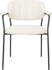 Stuhl Armlehnstuhl Polsterstuhl JOLIEN BLACK BOUCLÉ WHITE