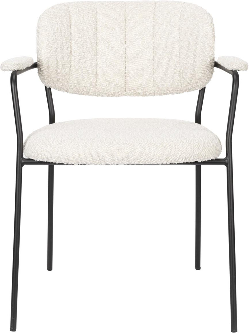 Stuhl Armlehnstuhl Polsterstuhl JOLIEN BLACK BOUCLÉ WHITE