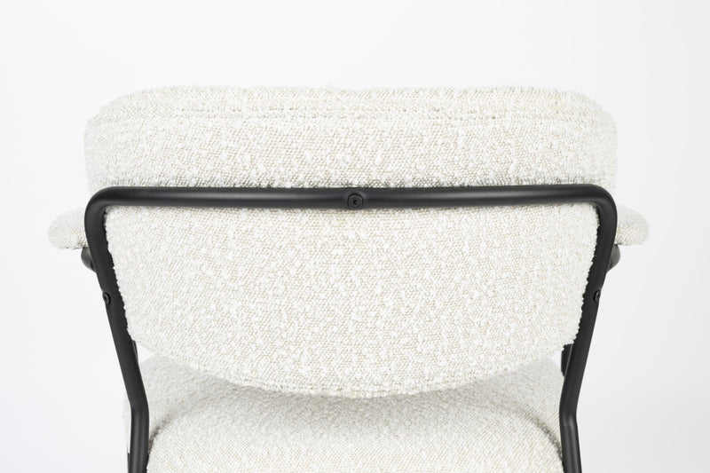 Stuhl Armlehnstuhl Polsterstuhl JOLIEN BLACK BOUCLÉ WHITE