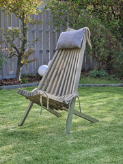 Faltbarer Gartensessel Relaxsessel FALUN Aschgrau mit Kopfkissen