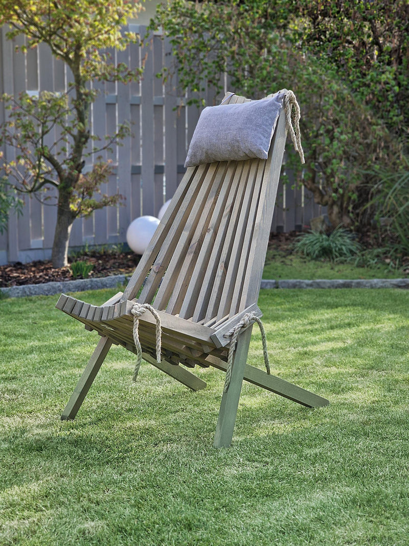 Faltbarer Gartensessel Relaxsessel FALUN Aschgrau mit Kopfkissen