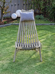 Faltbarer Gartensessel Relaxsessel FALUN Aschgrau mit Kopfkissen