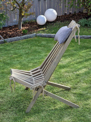 Faltbarer Gartensessel Relaxsessel FALUN Aschgrau mit Kopfkissen
