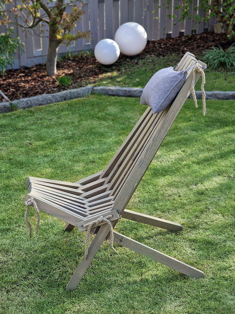 Faltbarer Gartensessel Relaxsessel FALUN Aschgrau mit Kopfkissen