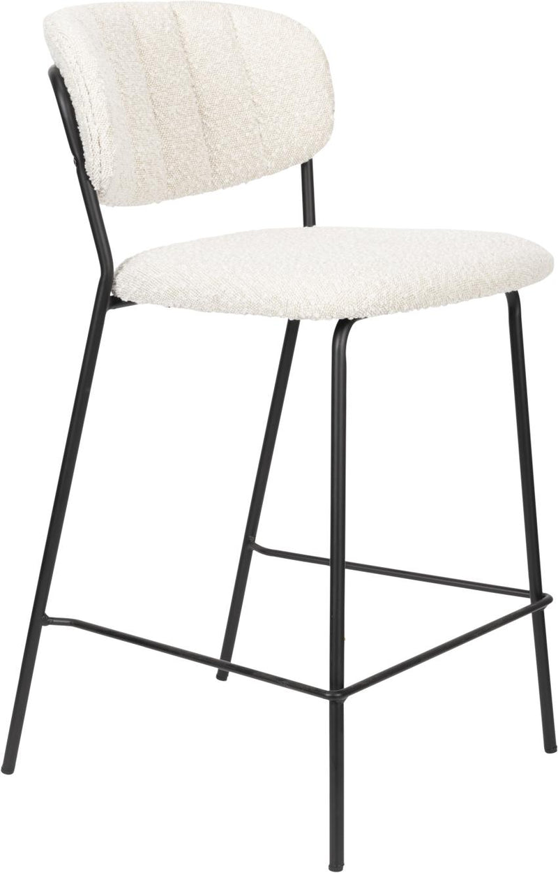Hocker Tresenhocker JOLIEN BLACK BOUCLÉ WHITE