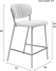 Hocker Tresenhocker JOLIEN BLACK BOUCLÉ WHITE