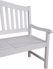 Gartenbank mit hochklappbarem Tisch aus 100% Eukalyptus white washed