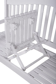 Gartenbank mit hochklappbarem Tisch aus 100% Eukalyptus white washed