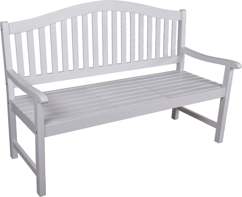 Gartenbank mit hochklappbarem Tisch aus 100% Eukalyptus white washed