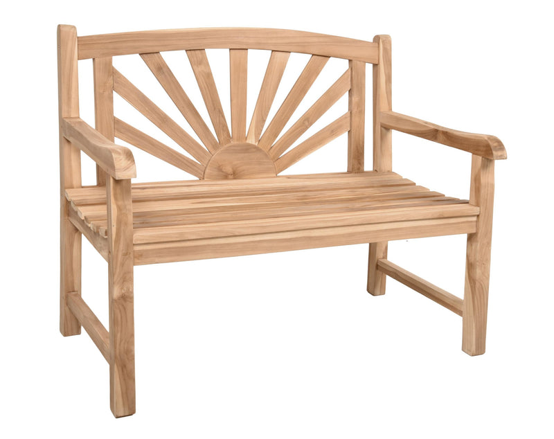 Bank Gartenbank MARSIA 2-Sitzer aus Teakholz 110 cm mit Sonnenmotiv
