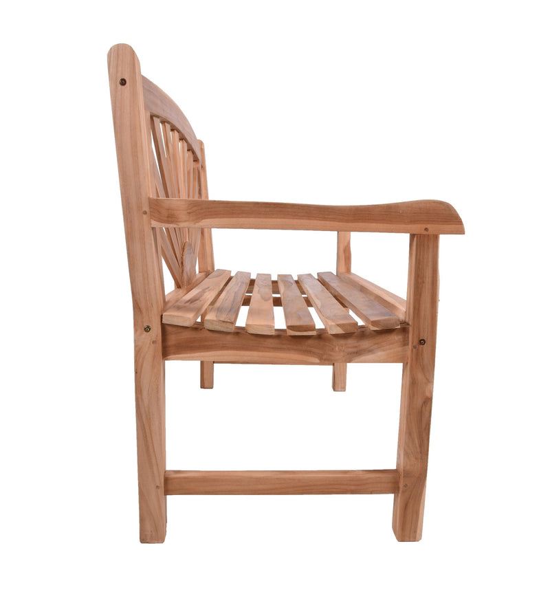 Bank Gartenbank MARSIA 2-Sitzer aus Teakholz 110 cm mit Sonnenmotiv