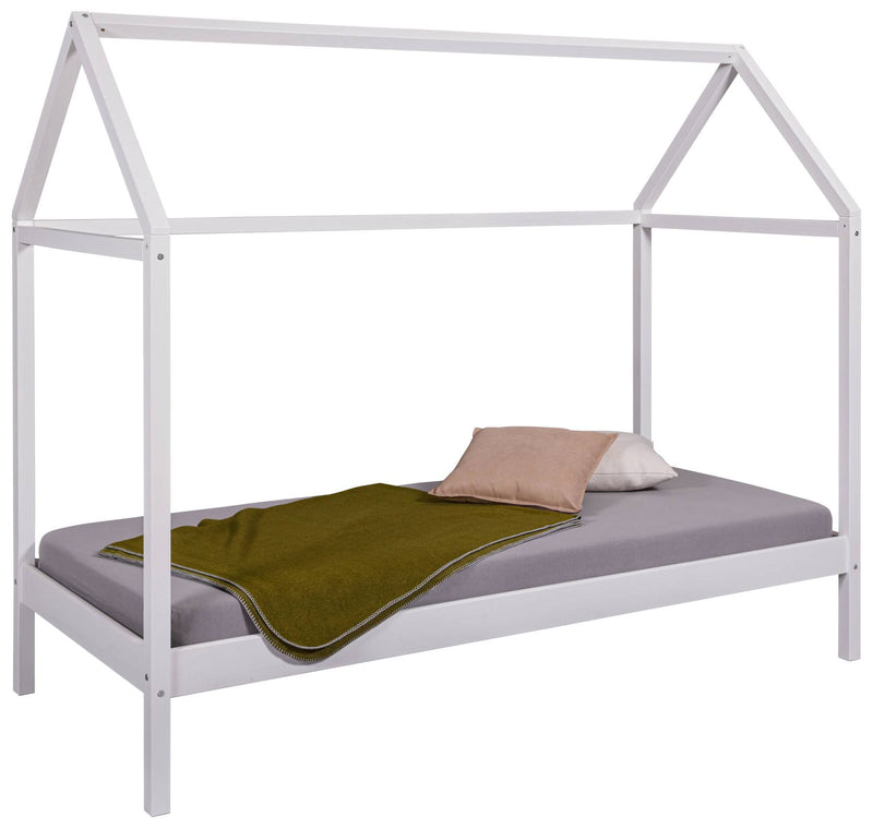 Kinderbett SUN ROAD 90 x 200 weiß Pfostenbett Himmelbett Kiefer massiv