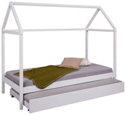 Kinderbett SUN ROAD 90 x 200 weiß Pfostenbett Himmelbett Kiefer massiv