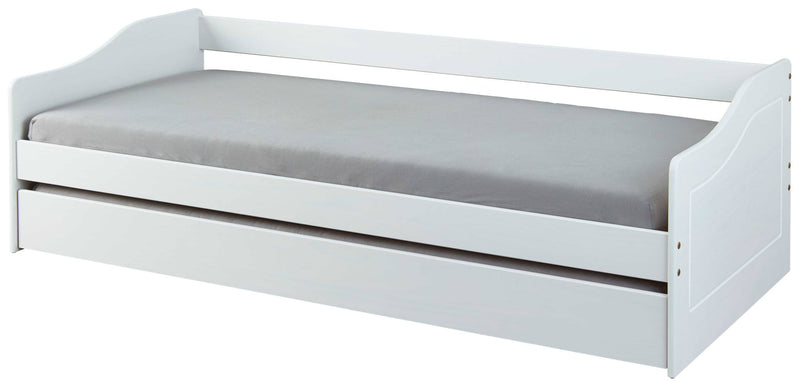 Funktionsbett LEONIE 23 Sofabett Kiefer weiß lackiert mit Schublade