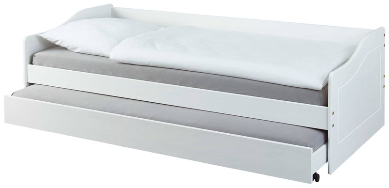 Funktionsbett LEONIE 23 Sofabett Kiefer weiß lackiert mit Schublade