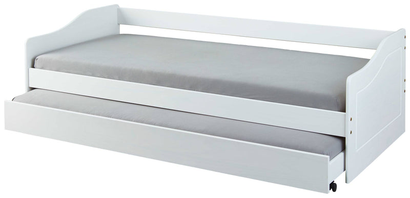 Funktionsbett LEONIE 23 Sofabett Kiefer weiß lackiert mit Schublade