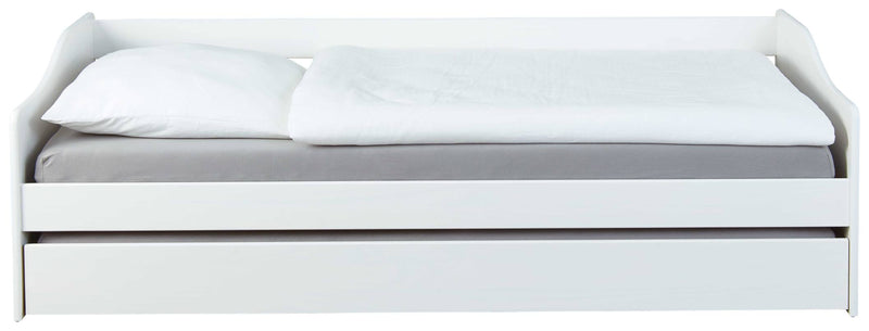 Funktionsbett LEONIE 23 Sofabett Kiefer weiß lackiert mit Schublade