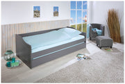 Ausziehbett LEONIE 23 Kiefer Grau lackiert Sofabett mit Schublade
