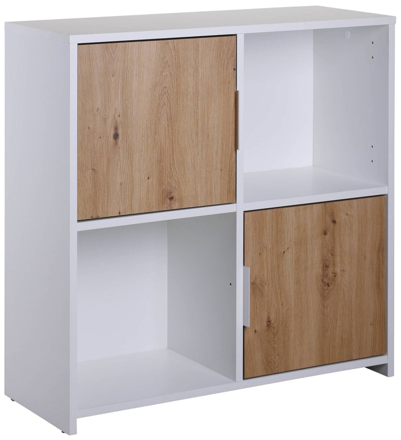 Regal Bücherregal PEPETO 2TW mit 2 Türen Optik Weiß / Artisan Eiche