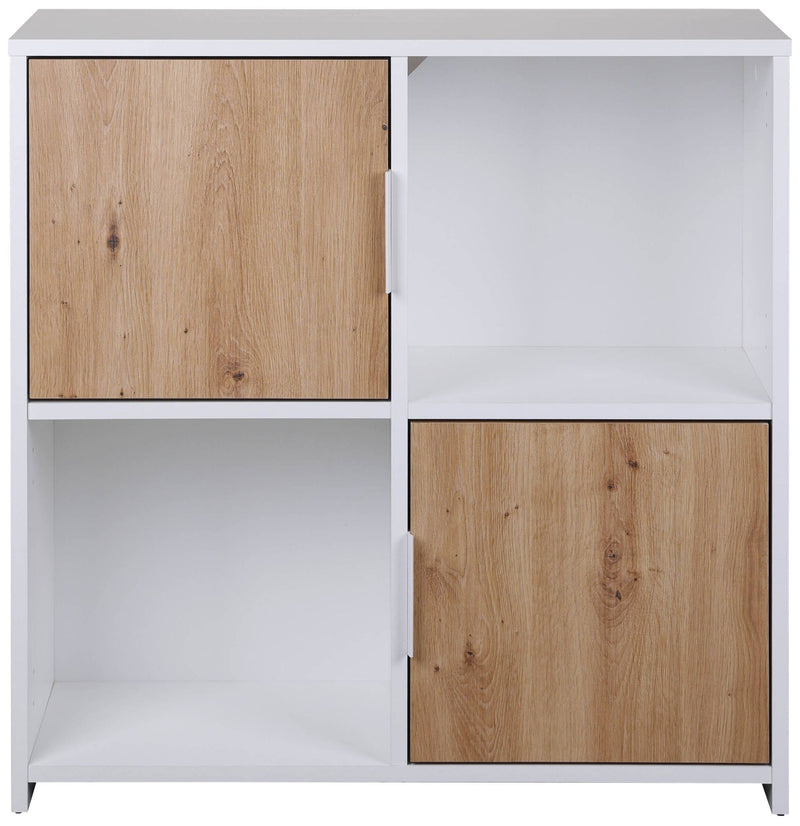 Regal Bücherregal PEPETO 2TW mit 2 Türen Optik Weiß / Artisan Eiche