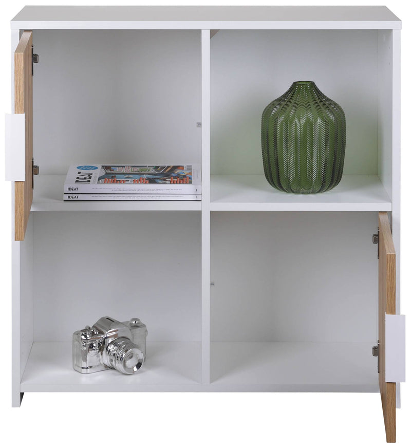 Regal Bücherregal PEPETO 2TW mit 2 Türen Optik Weiß / Artisan Eiche