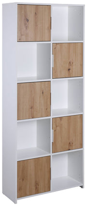 Bücherregal PEPETO 5TW Regal mit 5 Türen Optik Weiß / Artisan Eiche