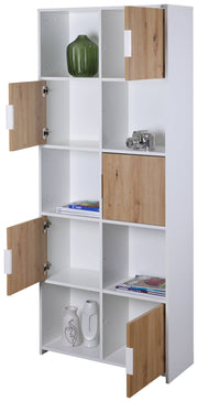 Bücherregal PEPETO 5TW Regal mit 5 Türen Optik Weiß / Artisan Eiche