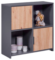 Regal Bücherregal PEPETO 2T mit 2 Türen Optik Grau / Artisan Eiche