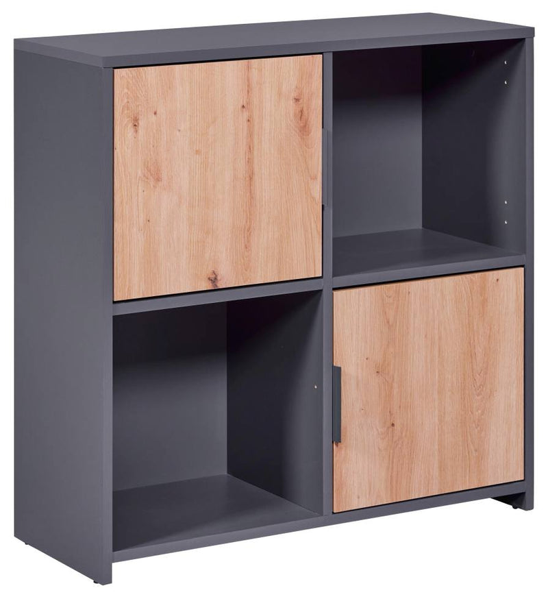 Regal Bücherregal PEPETO 2T mit 2 Türen Optik Grau / Artisan Eiche